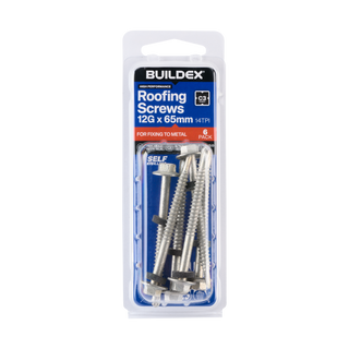 Buildex 12G x 65mm Class 3 Roofing TEKS® Screws with Seal - 6 Pack