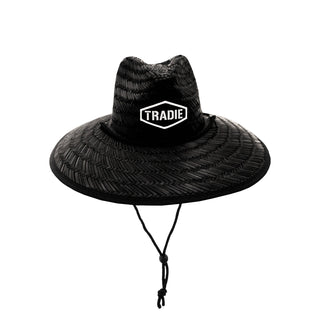 Tradie Black Straw Hat - One Size