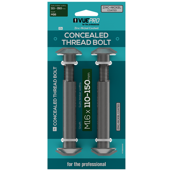 VUEPRO 110-150mm M16 Concealed Thread Bolt - 2 Pack