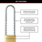 MasterLock 50mm Solid Brass Adjustable Shackle Padlock - Image 2 of 20