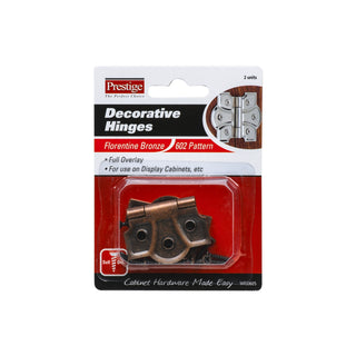 Prestige 45mm 602 Pattern Florentine Bronze Decorative Butt Hinges - 2 Pack