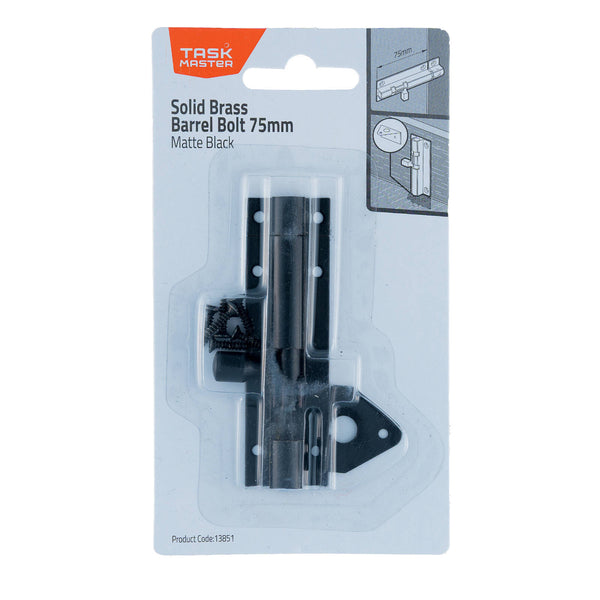 Taskmaster 75mm Matte Black Barrel Bolt - 75mm Matte Black