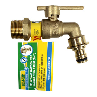 FIX-A-TAP 19mm 3/4" Lead-free Brass Quarter Turn Tap 'N' Snap Garden Tap