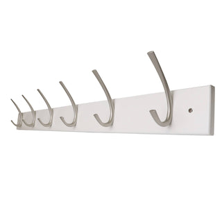 Adoored 6 Double Satin Chrome Hook White Board Deco Hook Rack