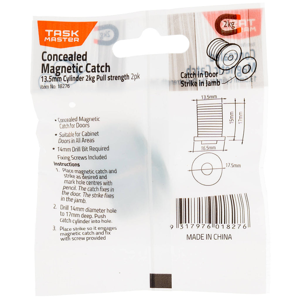 Taskmaster 13.5mm White Concealed Magnetic Catch - 2 Pack - Image 3 of 7