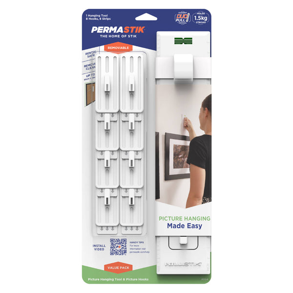 Permastik Picture Hanging Value Pack - 8 Hooks