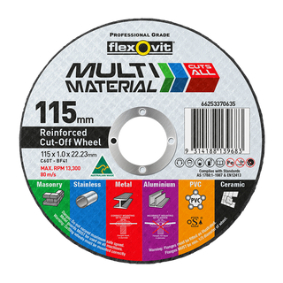 Flexovit 115 x 1 x 22.2mm Multi Material Reinforced Cut Off Wheel