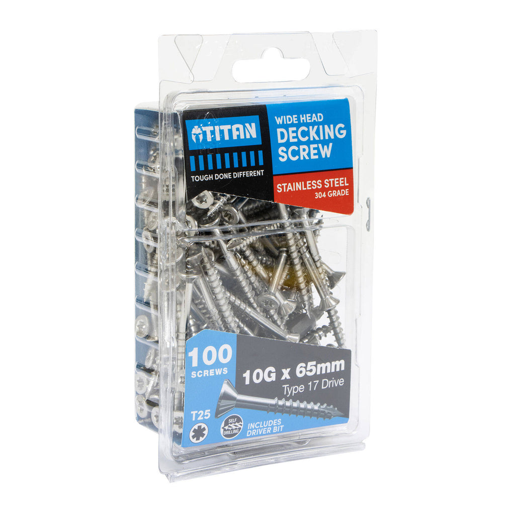 Titan 10G x 65mm Wide Head Decking Screw 304 Stainless Steel - Pack of 100 - Image 2 of 5