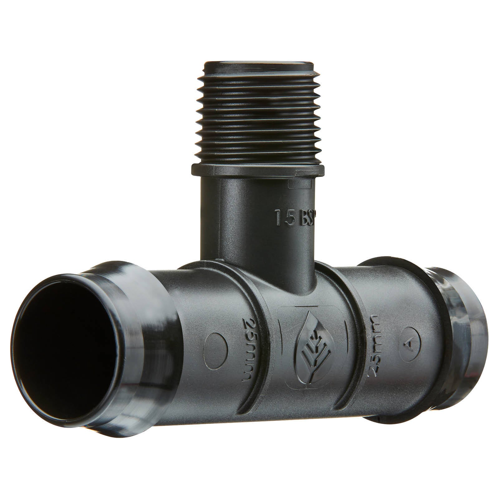 Pope 25mm Barbed x 15mm Single BSP Male Threaded Tee - Image 1 of 4