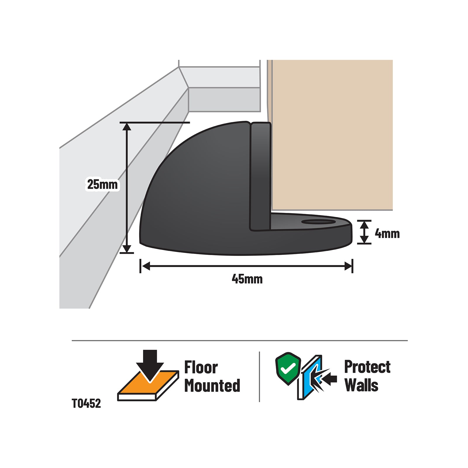 Adoored Black Short Half Moon Door Stop - Image 10 of 10