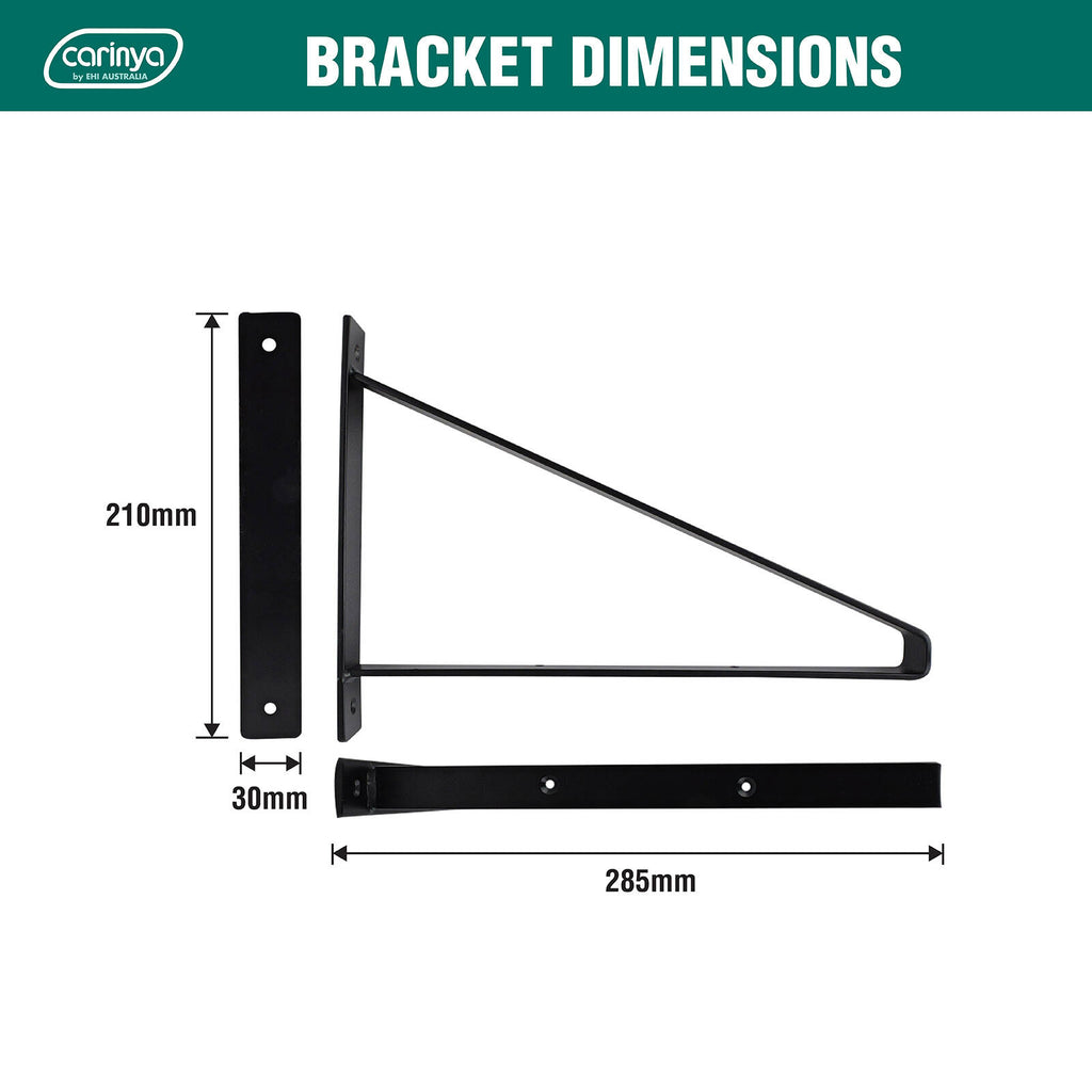 Carinya 285 x 210mm Black Exposed Triangle Stayed Bracket - Image 4 of 18
