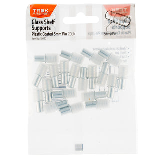 Taskmaster 5mm Plastic Coated Glass Shelf Supports - 20 Pack