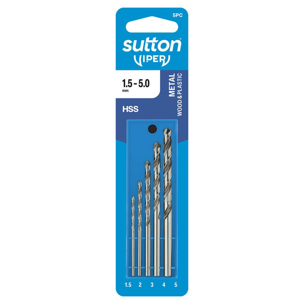 Sutton Tools 1.5mm - 5.0mm Viper Metric Drill Bit Refill Set 5 Piece