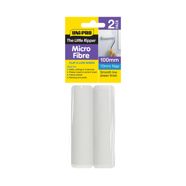 UNi-PRO 100mm Little Ripper Microfibre Roller Cover 2 Pack 10mm Nap
