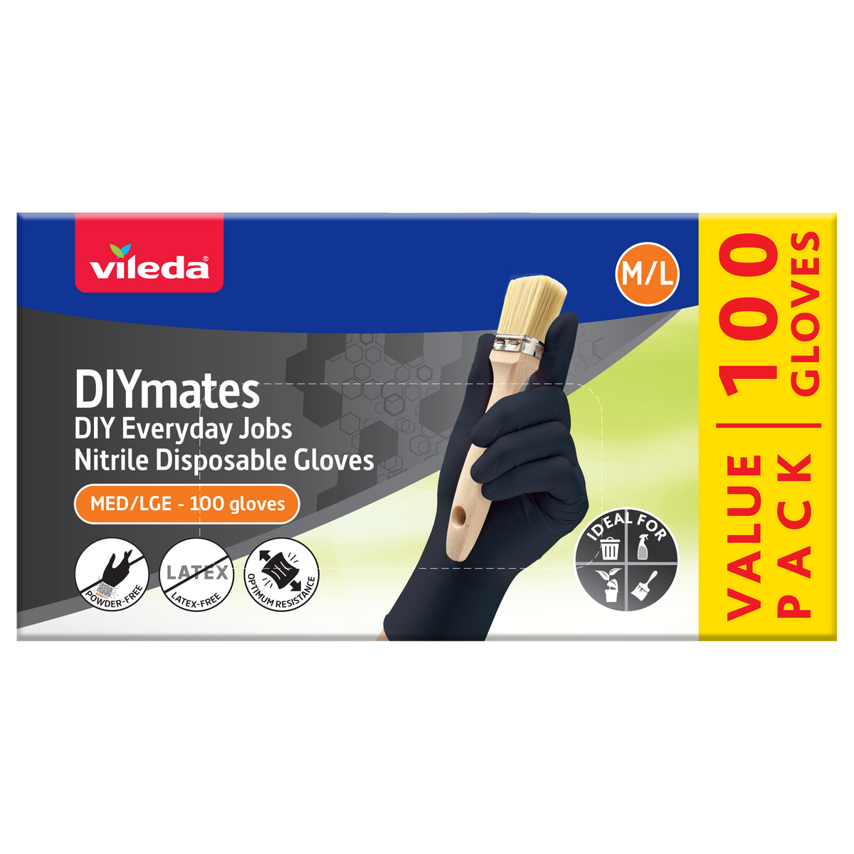 Vileda DIYmates Nitrile Disposable Gloves 100pk - Medium/Large - Image 1 of 4