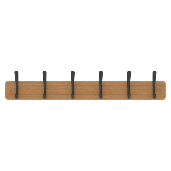 MODE 6 Black Hooks On Bamboo Board Hat And Coat Rack