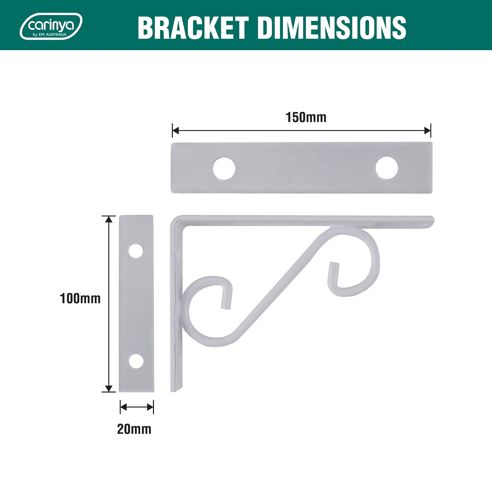 Carinya 150 x 100mm Black Scroll Stayed Bracket - Image 4 of 19