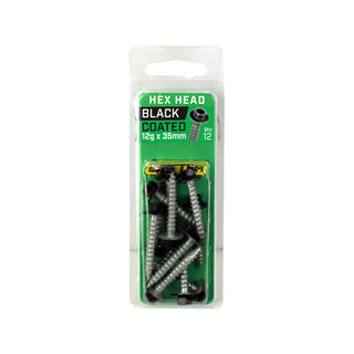 Otter 12 x 35mm Black Hex Head Screws - 12 Pack