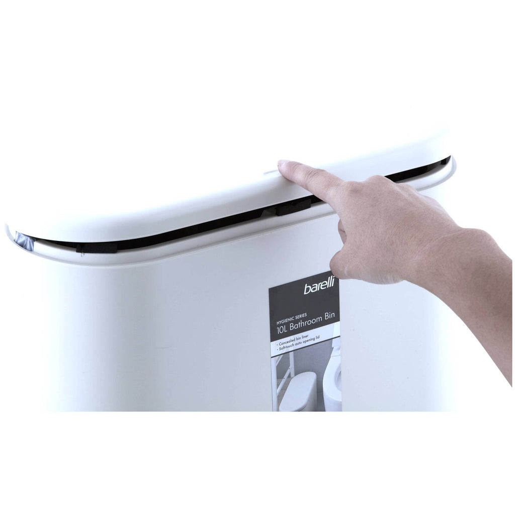 Barelli 10L White Hygiene Series Plastic Bathroom Bin - Image 4 of 6