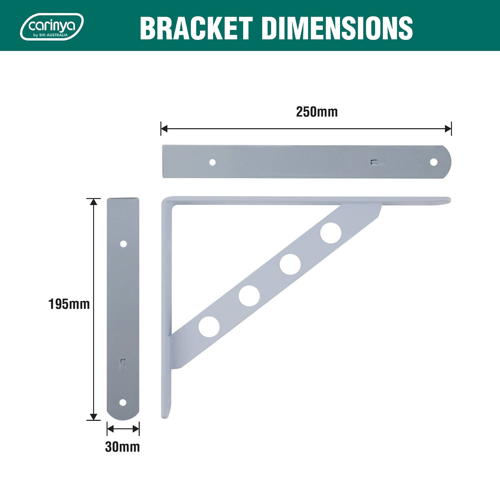 Carinya 250 x 195mm Black Heavy Duty Circle Stayed Bracket - Image 4 of 19