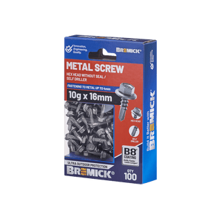 Bremick Metal Hex Screw 10g x 16mm B8 BOX 100