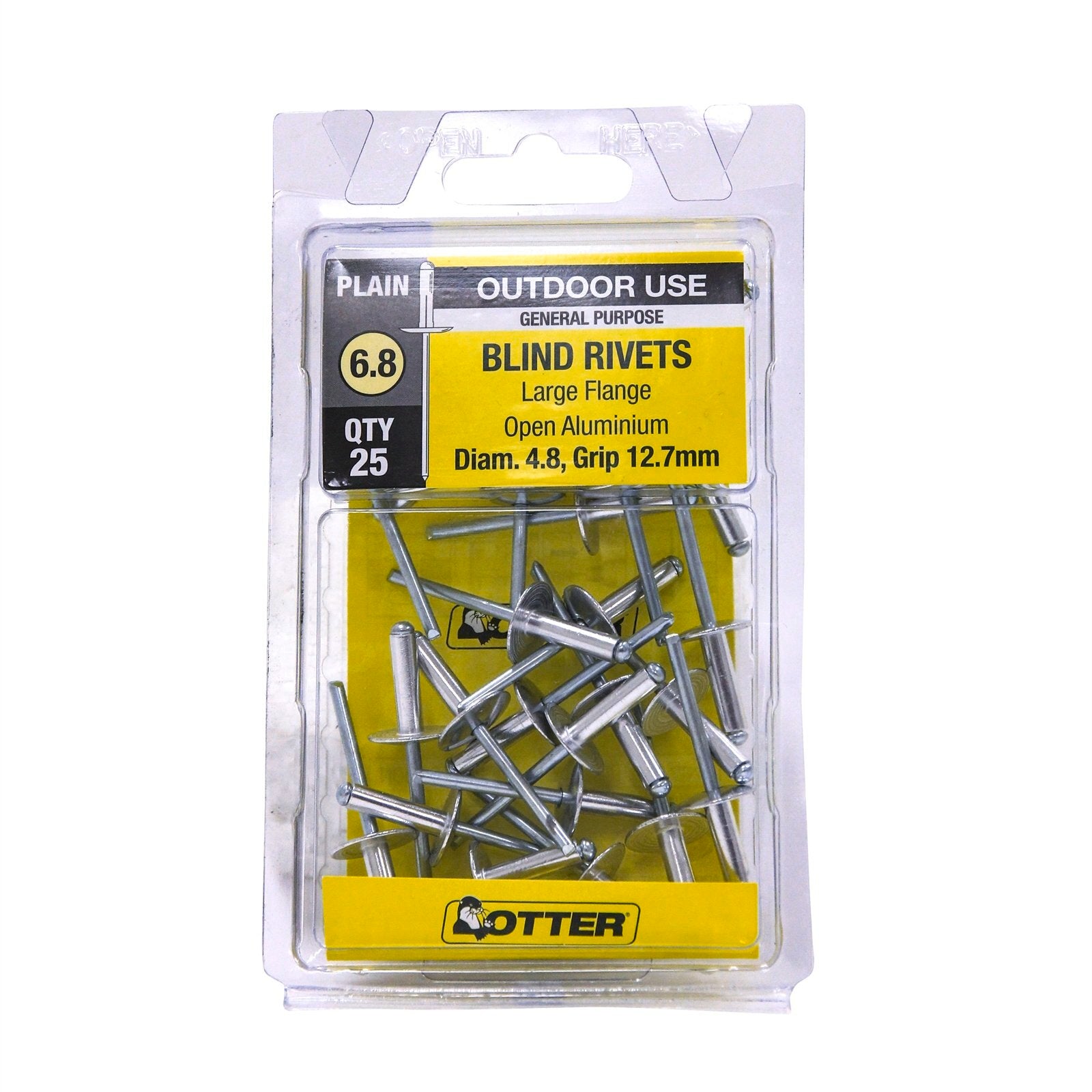 Otter 4.8 x 12.7mm Large Flange Aluminium Rivets - 25 Pack - Image 1 of 1