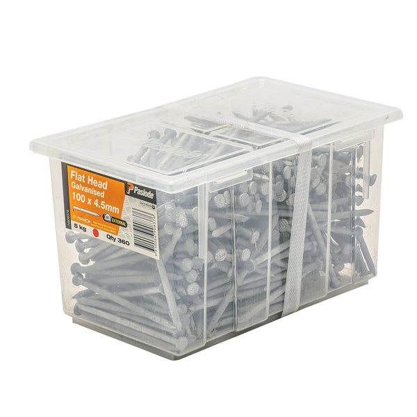 Paslode 100 x 4.5mm 5kg Flat Head Galvanised Nails - 360 Pack