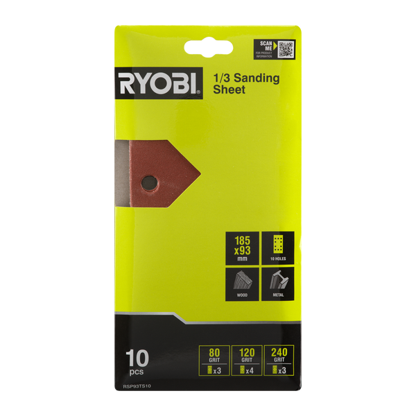 Ryobi 10 Piece 1/3 Sheet Sanding Set