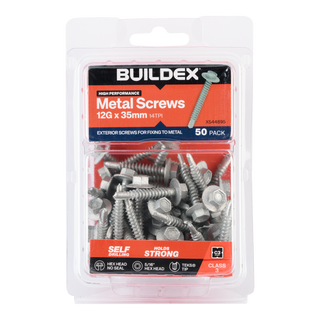 Buildex 12G x 35mm Class 3 Sheet Metal Screws - 50 Pack
