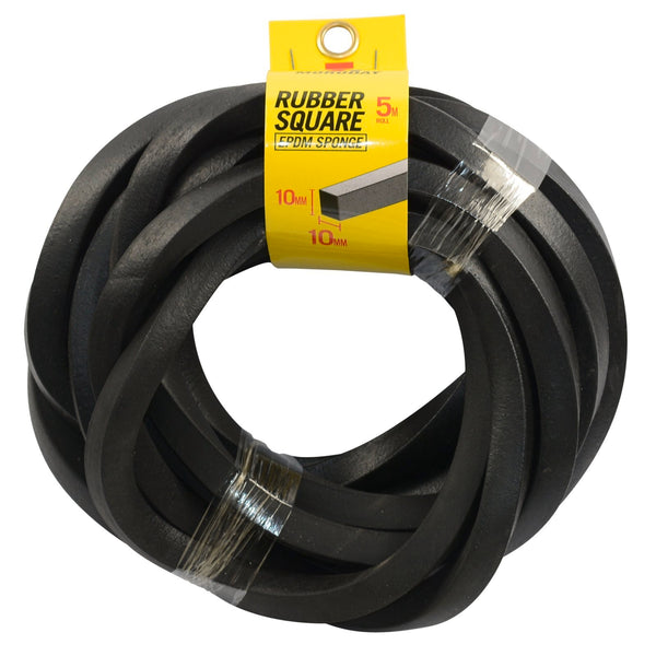 Moroday Rubber 10mm x 10mm x 5m Square Sponge Black