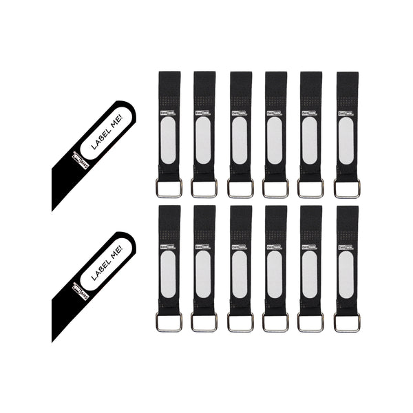 CordTech Reusable Label Straps With Buckle - 12 Pack