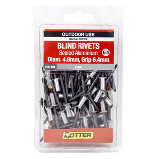 Otter 4.8 x 6.4mm Sealed Aluminium Blind Rivets - 100 Pack