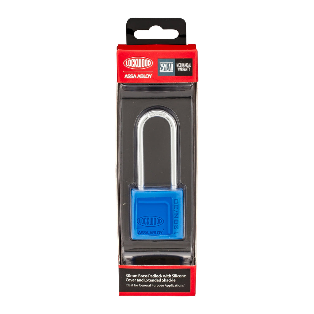 Lockwood 30mm Solid Brass Extended Shackle 120N Series Padlock With Silicone Cover - Image 4 of 4