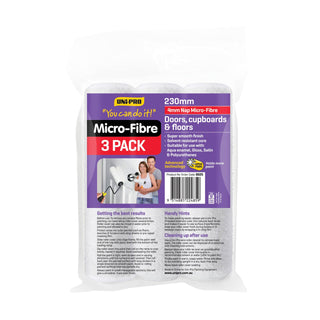 Uni-Pro 230mm 4mm Nap You Can Do It Microfibre Roller Cover - 3 Pack