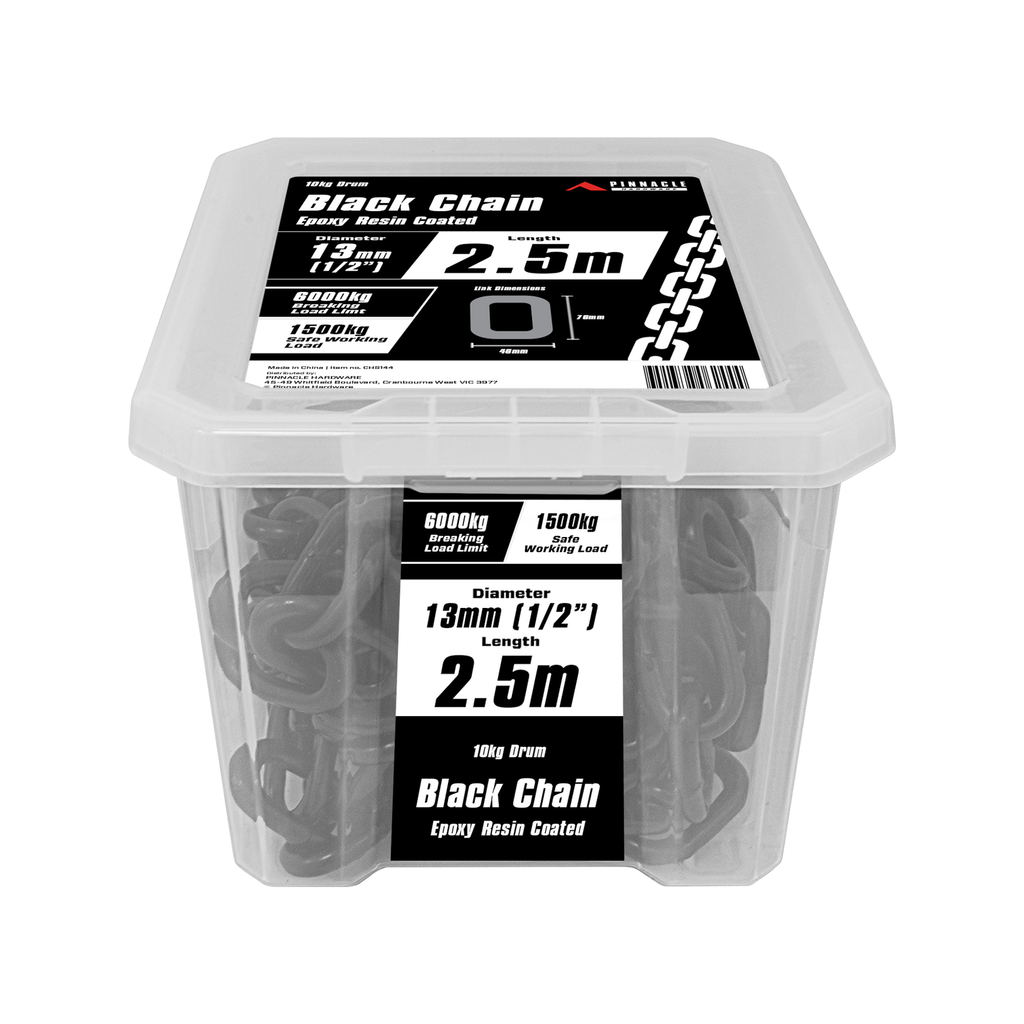 Pinnacle 13mm 1/2" x 2.5m Black Chain - Image 1 of 2