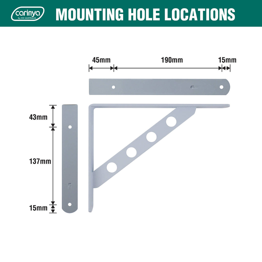 Carinya 250 x 195mm Black Heavy Duty Circle Stayed Bracket - Image 5 of 19