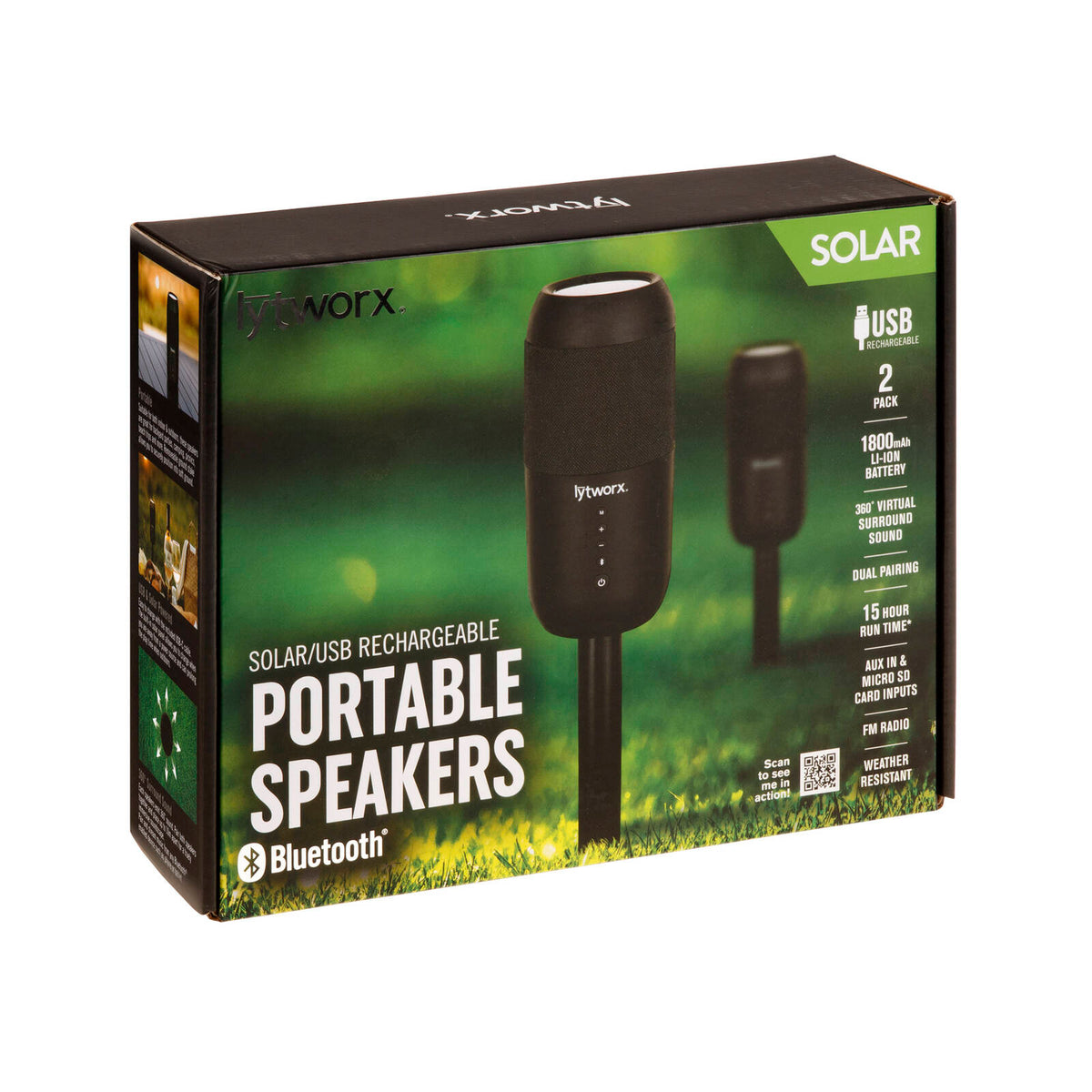 Lytworx Solar/USB Portable Bluetooth Speakers - 2 Pack - Image 1 of 2