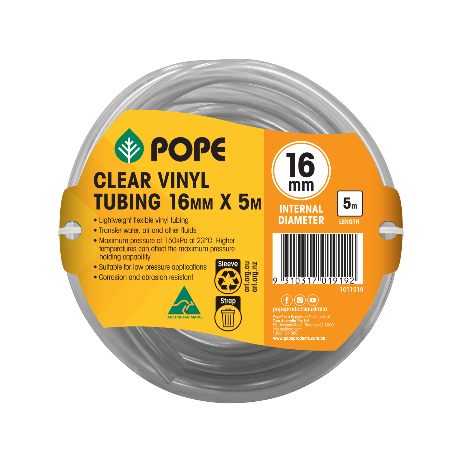 Pope 16mm x 2m Clear Vinyl Tubing - Image 1 of 1