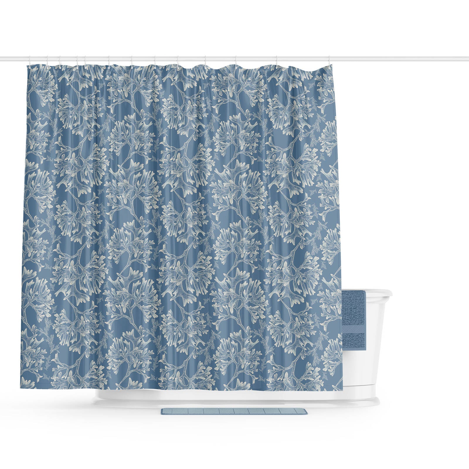 Barelli 180 x 180cm Coral Blue Polyester Shower Curtain - Image 2 of 2