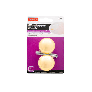 Prestige 35mm Chrome Plated Hollow Mushroom Cupboard Knob Card of 2 - Polished Chrome