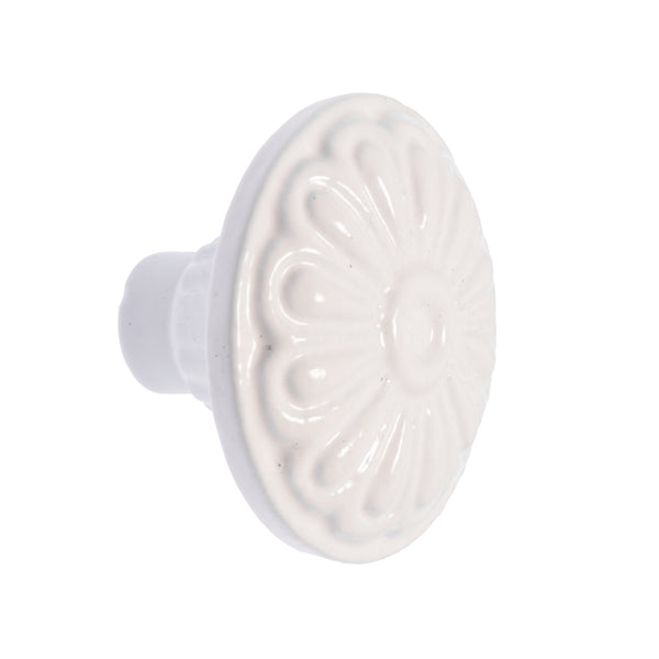 Lane White Round Flow Knob