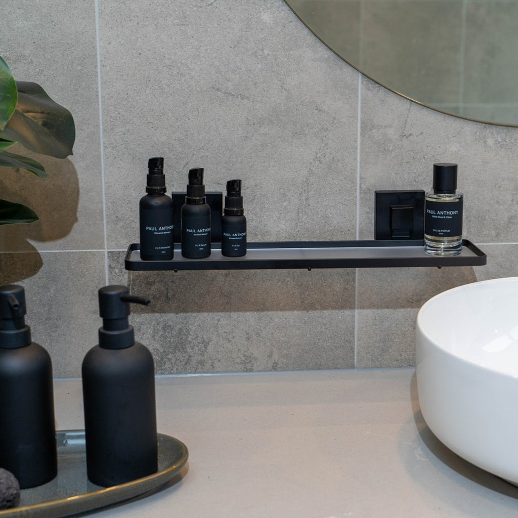 Fusion-Loc 26kg Black Matte Suction Frosted Acrylic Bathroom Shelf - Image 8 of 8