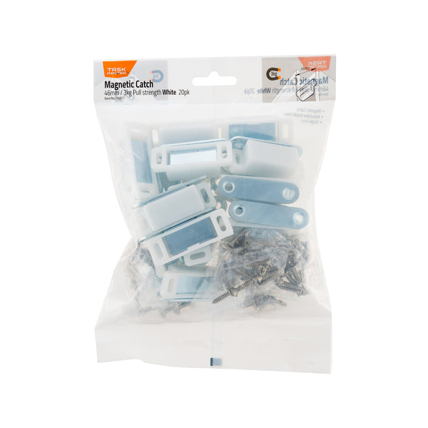 Taskmaster 46mm White Magnetic Door Catches - 20 Pack