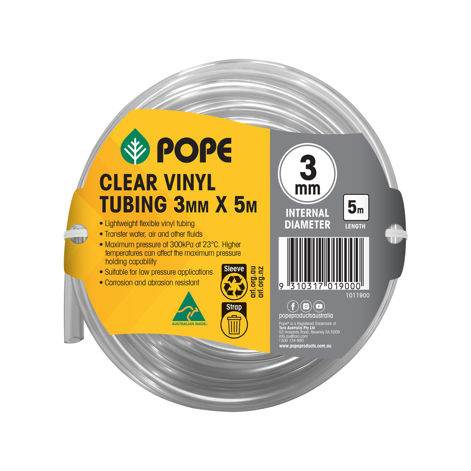 Pope 3mm x 5m Clear Vinyl Tubing - Image 1 of 1
