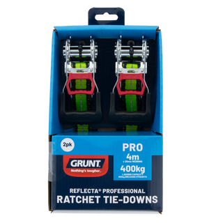 GRUNT 25mm x 4m Pro Ratchet Tie Down - 2 Pack