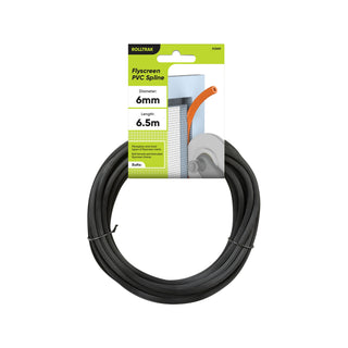 Rolltrak 6mm x 6.5m Black Flyscreen Spline