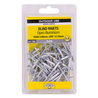 Otter 4.0 x 12.7mm Open Aluminium Blind Rivets - 100 Pack