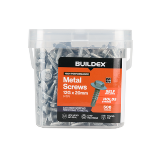 Buildex 12G x 20mm Class 4 Sheet Metal Screws - 500 Pack