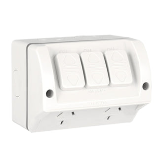 Deta 240V 10 Amp Double Outlet Outdoor Powerpoint With Extra Switch