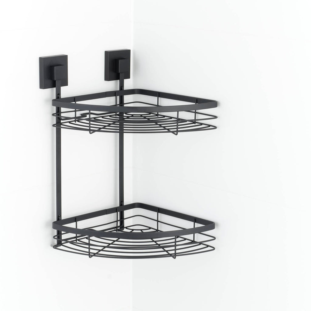 Fusion-Loc 26kg Black Matte Suction Double Corner Shower Caddy - Image 3 of 5
